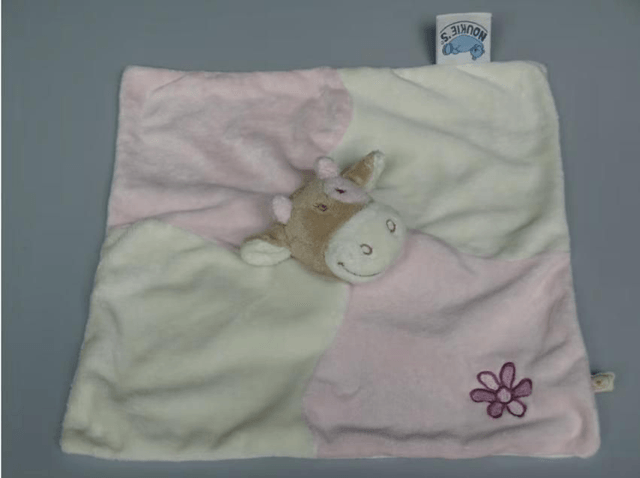 Doudou Noukie's Vache Plat Lola Blanc Et Rose Fleur
